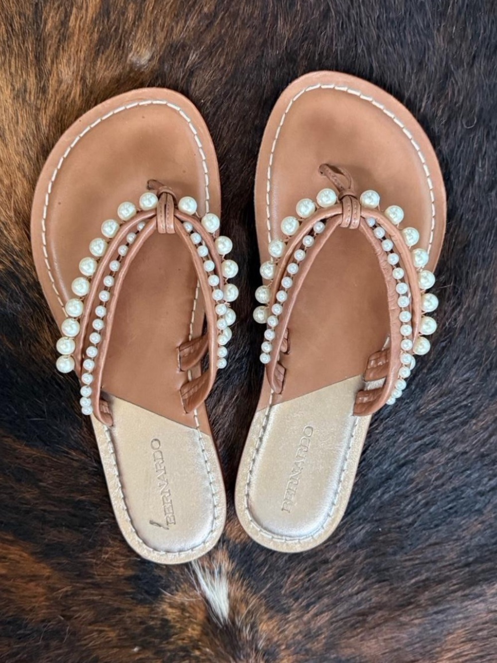 Bernardo Tan Miami Pearl-Embellished Women’s Sandals